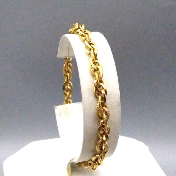 Chic Chain Link Bracelet, Gold Tone with Textured Links, Elegant Minimalist Gift - Picture 1 of 4